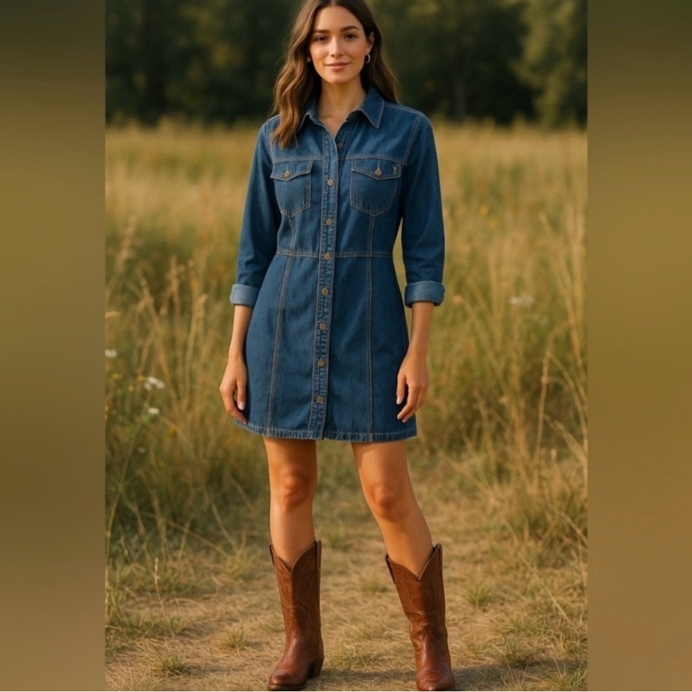 FRYE Denim Button-Up Dress